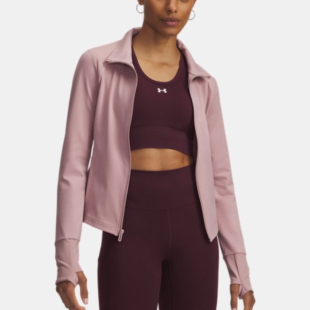 Womens Under Armour Soft & Buttery Meridian Training Zip Up Jacket In Mauve Pink